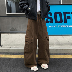 痞帅高街多口袋纯棉工装弯刀裤男宽松镰刀裤K24079-特P60控108