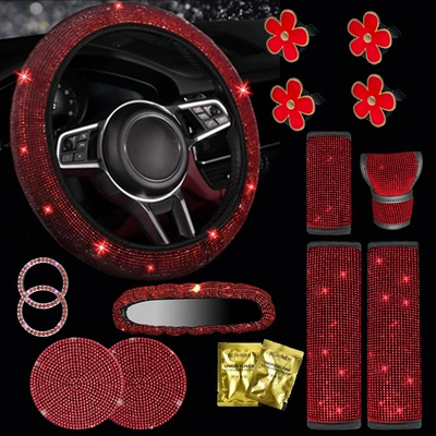 Diamond Interior Cover, Seat belt shoulder pad - red
