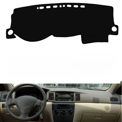 Customized Dashboard Mat for Toyota Corolla 2004-2012, Anti-Glare Mat, Anti-Slip Mat (Günəş əleyhinə siperlik) - black-border-left-driving-single-layer-polyester