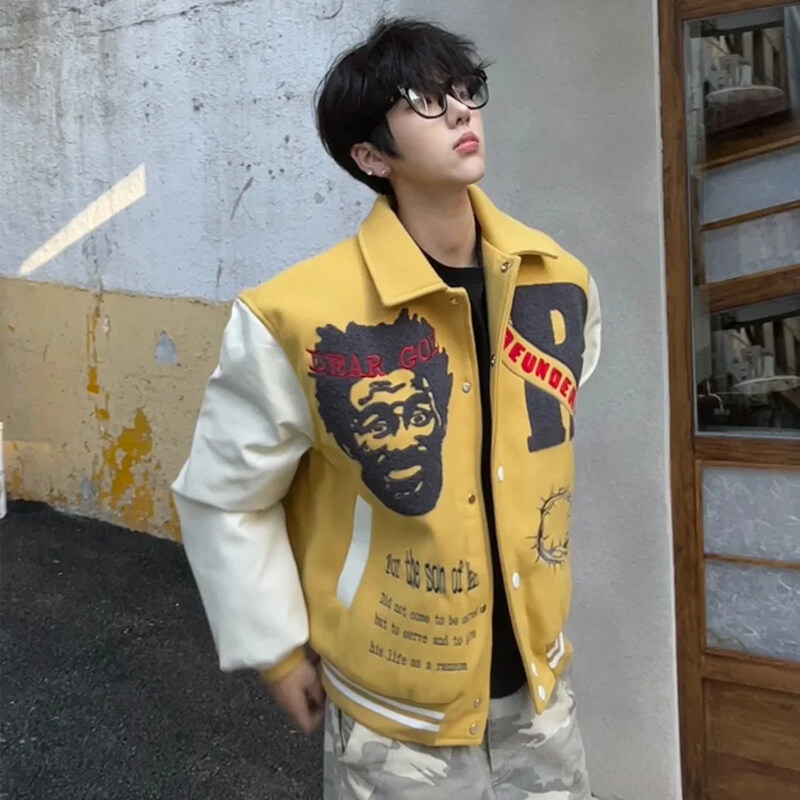 杨博文同款翻领棒球服男春季美式复古网红潮爆款拼接撞色工装夹克|undefined