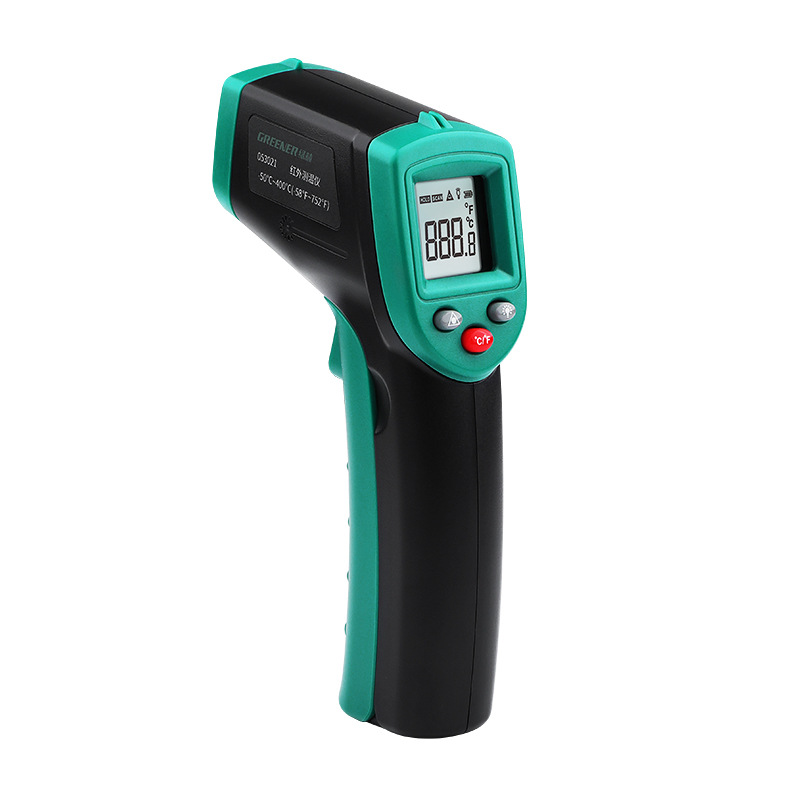 Termómetro de pistola de medición de temperatura verde del bosque medidor de medición de temperatura de aceite de agua termómetro infrarrojo industrial para hornear alimentos pistola de medición de temperatura de aceite