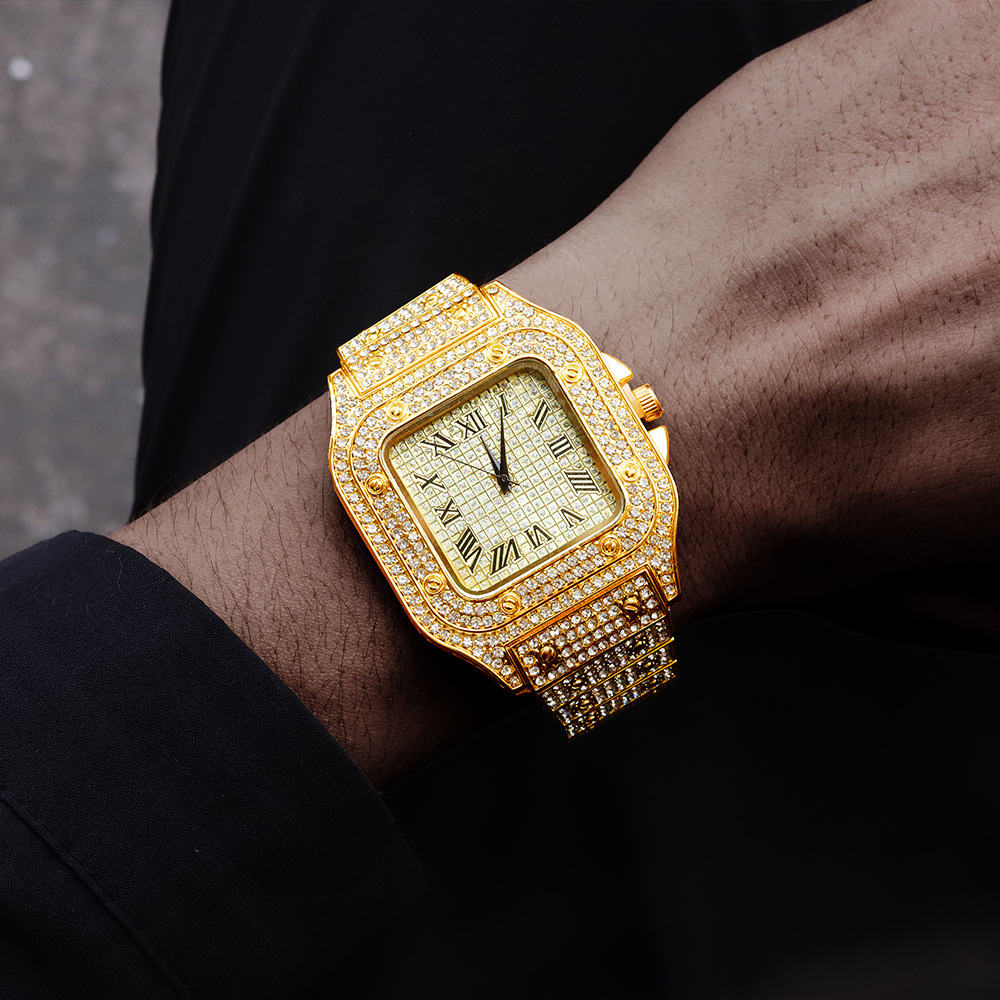 200g Weight Tempered Glass Mirror Material Fashion Solid Color Single Folding Buckle Quartz Men's Watches