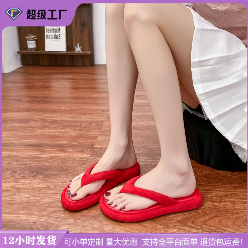 Summer New Style Comfortable Sandals with Poop Feeling, Beach Resort Style Thick-Soled Flip-Flops for Outer Wear, Summer Women's Shoes