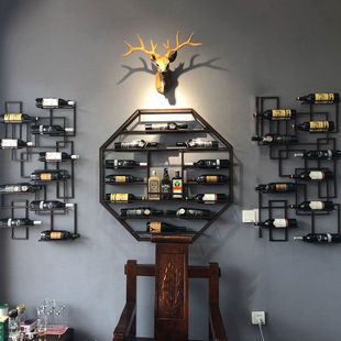 European Simple Modern Iron Wine Cabinet Wine Rack Wall Hanging Wall Bar Winery Wine Decoration Display Rack