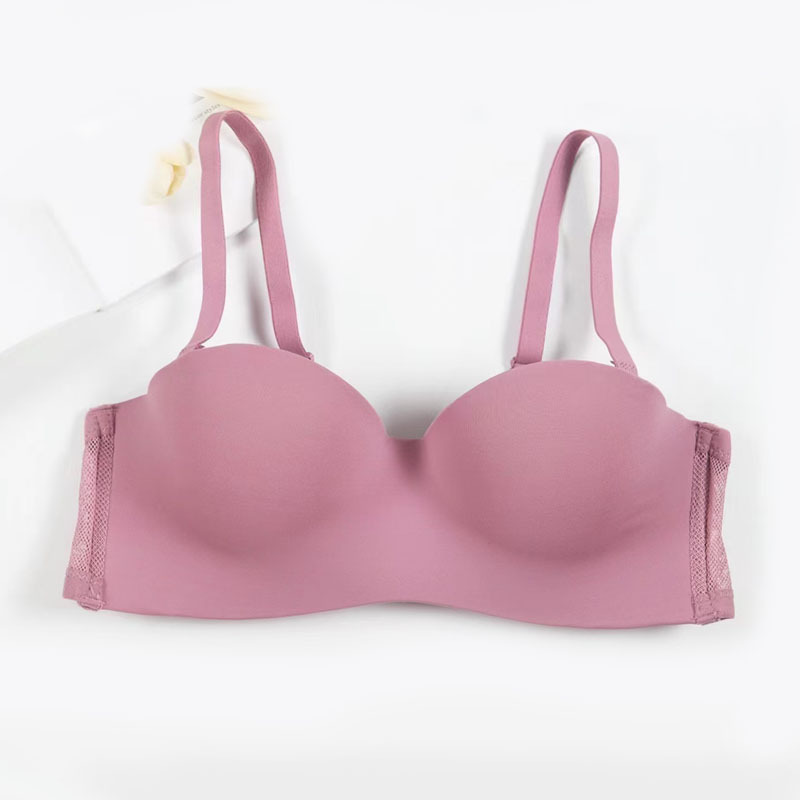 Fábrica de Shantou sostén sin marcas de espalda hermoso pecho pequeño reunido medio taza de estudiantes niñas antideslizante sin cinturón de hombro ropa interior