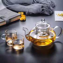 高硼硅玻璃花茶壶家用透明耐高温过滤泡茶煮茶壶加厚功夫茶具套装