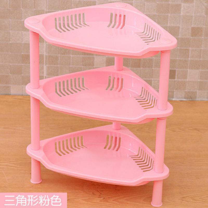 三層三角形長方形収納ラックバスルームキッチン収納ラック収納ラック床置きプラスチックバスルーム三角ラック|undefined