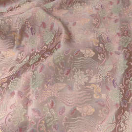 凤穿牡丹 真丝织金提花印花面料 140门幅 新中式服装旗袍汉服布料