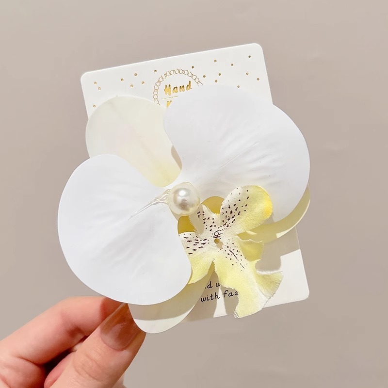 超仙氛围感仿真百合花朵发夹唯美高级感后脑勺盘发鲨鱼夹发抓头饰|undefined