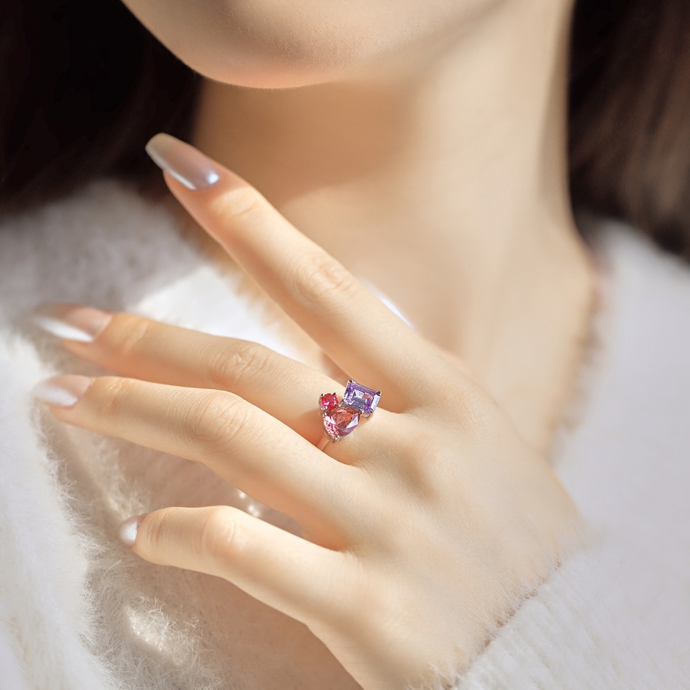 Daily Occasion 1 Piece 925 Sterling Silver Geometric Zircon Rings