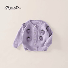 女の子の新作春秋服、子供用刺繍入りセーターコート、ベビー秋のおしゃれなトップス、ベビーニットウェア
