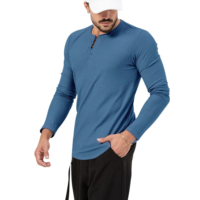 2024 European Men's Spring Autumn Round Neck Long Sleeved T-Shirt Loose Pullover Casual Men's T-Shirt Basic Tees Top_voghion.com