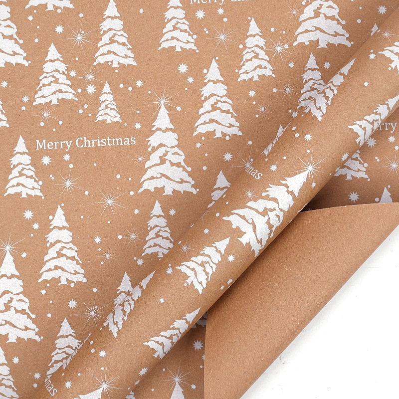 Papel de embalaje de regalos de Navidad transfronterizos Papá Noel campana flocos de nieve Papá Noel flores de embalaje de regalo