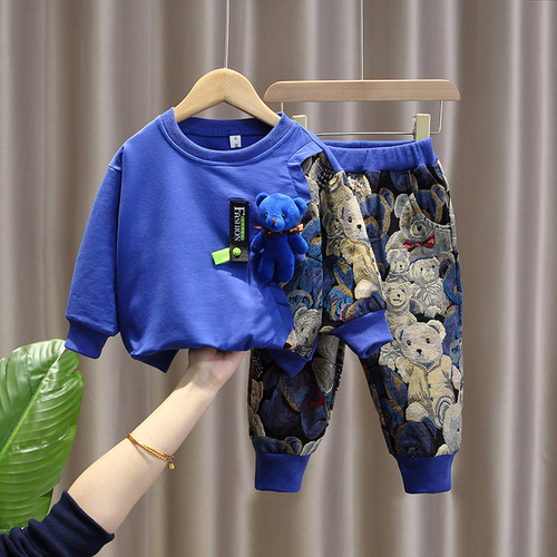 421 Boys Suit Spring and Autumn  New Children's Clothes Trendy Handsome Fashionable Baby Spring Clothes Western Style Children's Clothes