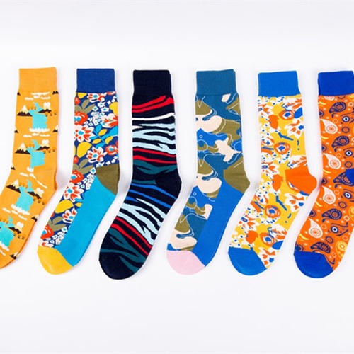 Cross-border new autumn and winter novelty brand socks, new happy socks, cotton socks, abstract long socks, casual