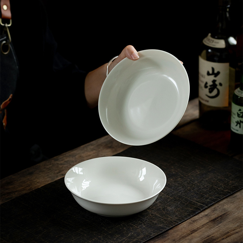 Off-White Dehua White Porcelain Small Soup Dish 6.7inch Ceramic Deep Dish Small Dish Mixed Noodle Dish Fruit Dish Off-White Dehua White Porcelain Small Soup Dish 6.7inch Ceramic Deep Dish Small Dish Mixed Noodle Dish Fruit Dish