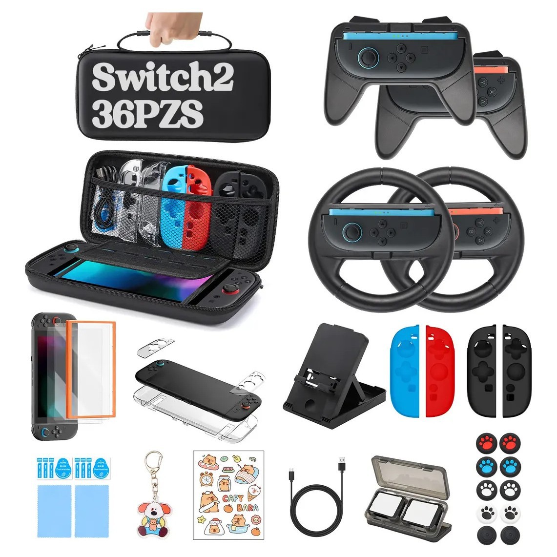 2025 nuevo conjunto de bolsa de almacenamiento switch2 cubierta protectora de caja de cristal switch2 película templada switch2