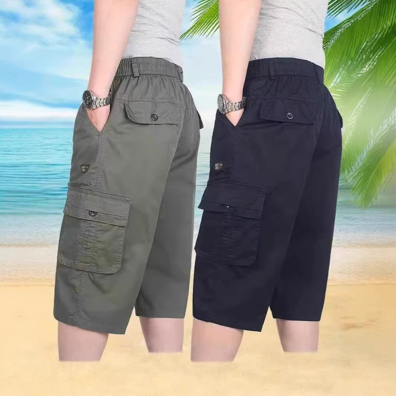 Middle-Aged and Elderly Men's Summer Dad-Style Suit Shorts, High-Waisted, Loose-Fitting, Multi-Pocket, Five-Point Pants, Men's Casual Workwear Pants Middle-Aged and Elderly Men's Summer Dad-Style Suit Shorts, High-Waisted, Loose-Fitting, Multi-Pocket, Five-Point Pants, Men's Casual Workwear Pants