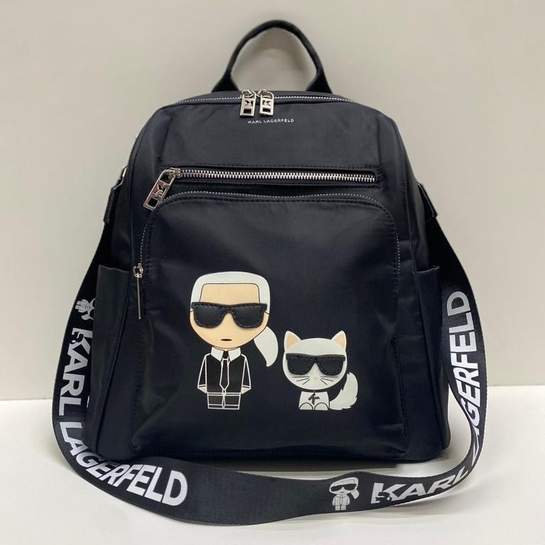 KARL Lafayette 질감 만화 인쇄 배낭 여성 가방 2025 새로운 대학 스타일 캐주얼 배낭 대용량