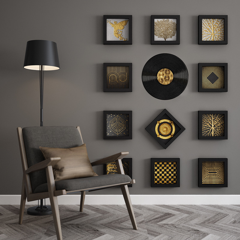 Polymer_A26-1 golden luxury photo wall modern simple combination hanging picture decorative photo frame can change photos