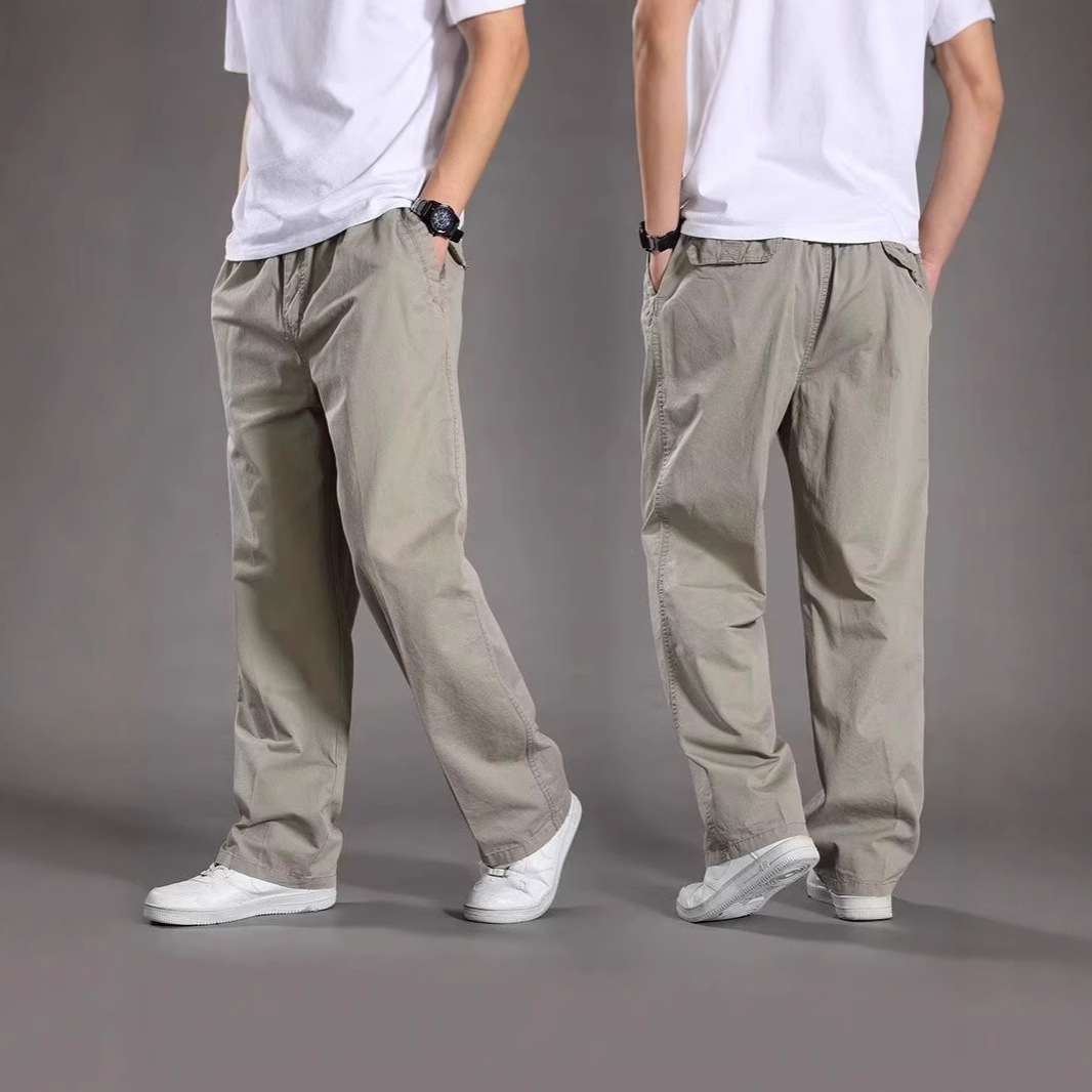 Men's Casual Pants Outdoor Loose Sports Cargo Pants Summer Thin Straight Business Plus Size Wide-Leg Trousers