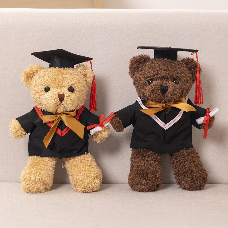 Graduación doctor Teddy Bear sombrero muñeca licenciatura oso impresión logotipo muñeca de peluche muñeca conmemorativa de la escuela