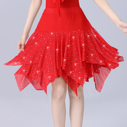 Latin dance performance clothing, competition training uniform, female adult three-step jitterbug skirt, irregular skirt