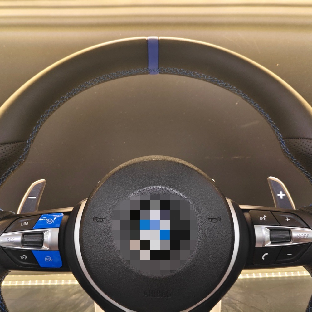 Suitable for BMW 1 Series, 2 Series, 3 Series, 4 Series, 5 Series, 6 Series, 7 Series modified blue button-stitched T-shaped steering wheel assembly