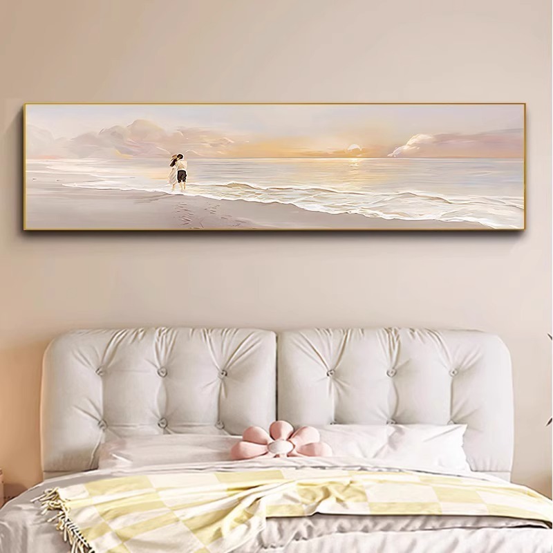 深圳大芬油画村奶油风床头画现代简约卧室房间挂画主卧背景墙壁画|undefined