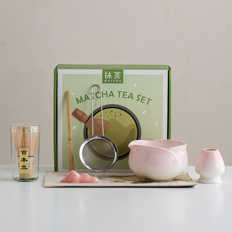 花朵花瓣抹茶碗笠套装五七件套茶筅刷子过滤百本立茶拨点茶工具|undefined