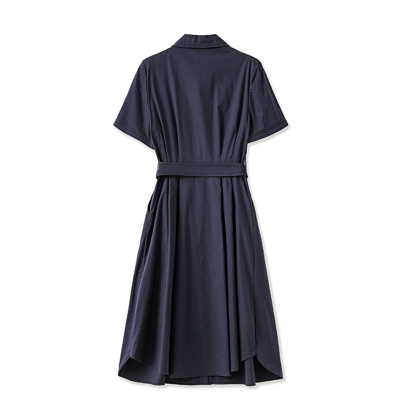Đầm maxi nữ thắt eo cổ ve cạp cao tay ngắn — Màu đỏ gạch chi tiết 16