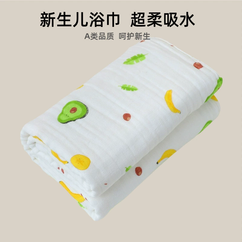 Детское хлопковое шестислойное марлевое одеяло с мультяшным принтом, мягкое впитывающее полотенце для новорожденных, детское марлевое банное полотенце