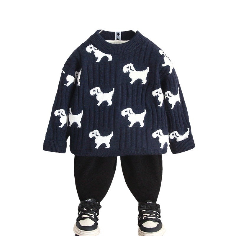 6590 otoño e invierno para niños más suéter de terciopelo 2025 nuevo estilo para niños versión coreana suéter de punto grueso niño bebé ropa de invierno marea