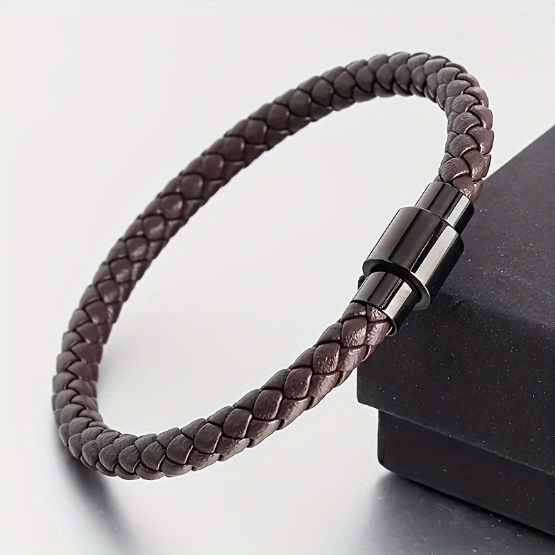 Men's Braided Leather Bracelet Waterproof And Hypoallergenic_voghion.com