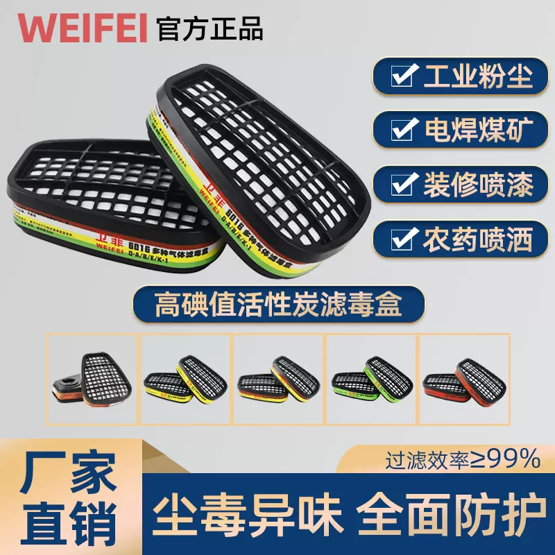 喷漆矿场化工实验室二保焊打磨专用滤毒盒防尘口罩全面罩防毒面具