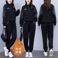 Winter set, fleece denim sweatshirt, plus size, increased thickness