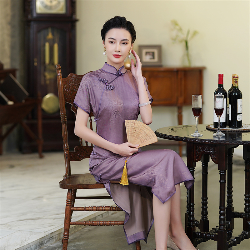 Silk Qipao 2026 Summer New Style Women's Daily Retro Improved New Chinese Style Mulberry Silk Elegant Seamless Raglan Sleeves