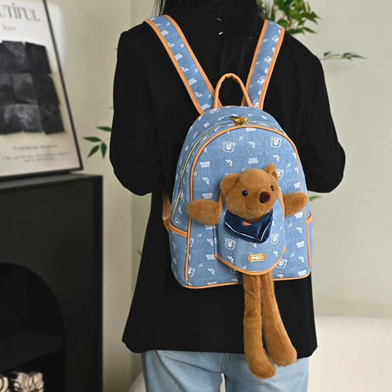 Caricatura encantadora peluche osos mochila de chicas mochila de gran capacidad de otoño y invierno nueva mochila de mujeres de comercio exterior