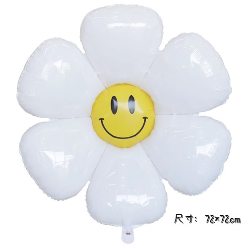 Daisy flower balloon sunflower smiley aluminum film balloon birthday pose decoration props street stall handheld balloon