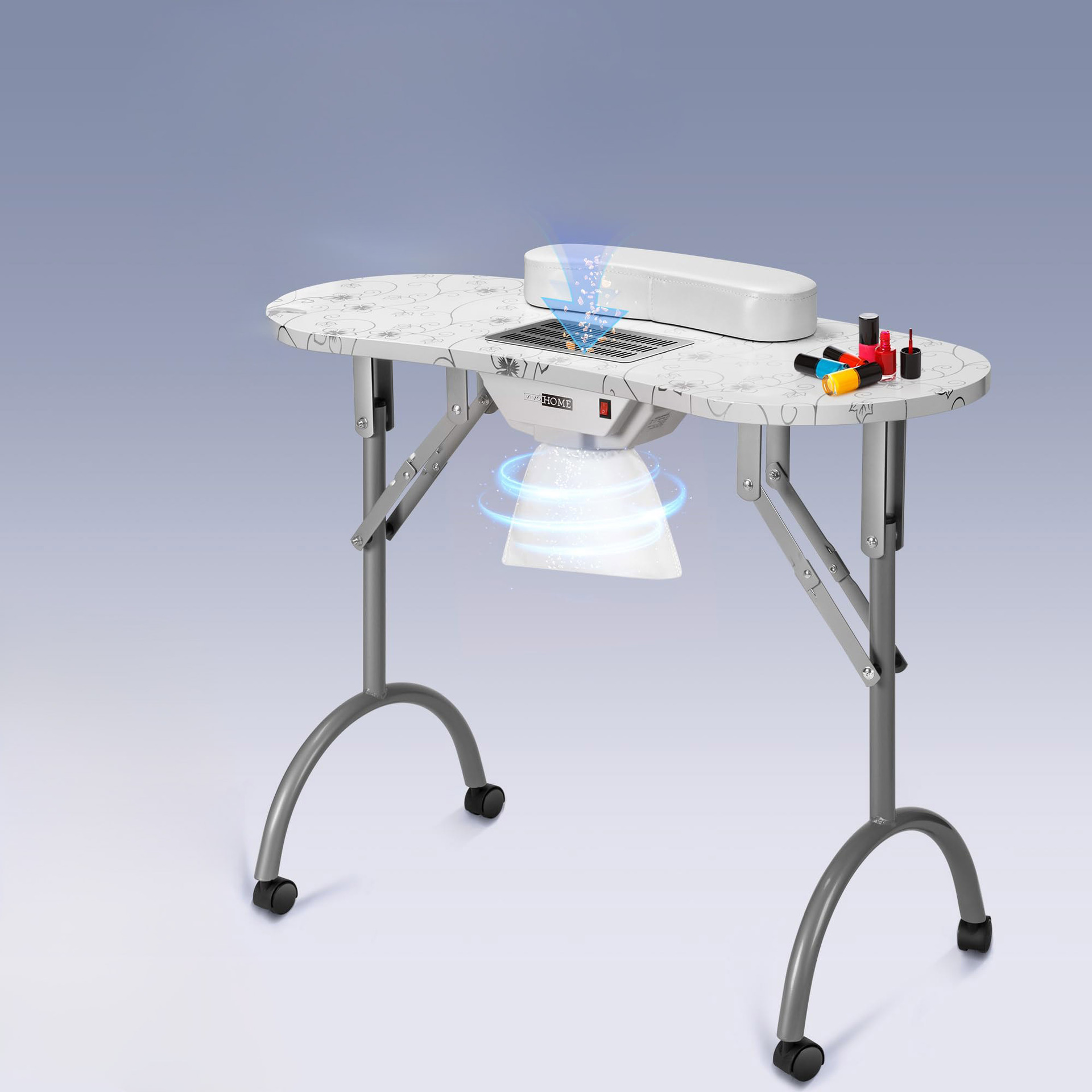 Mesa de manicuras portátil transfronteriza plegable lámpara de mesa de manicuras mesa de belleza con aspiradora mesa de manicuras fabricantes al por mayor