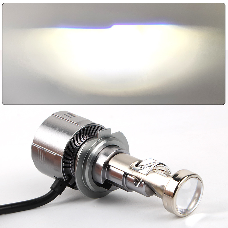 Upgrade to a super bright, focused laser driving light bulb for H7 LED headlights with built-in lens (H119005), converting the original low beam into an intense, concentrated laser beam.