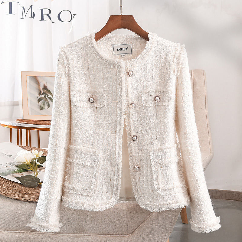 Early Autumn white Chanel style short suit jacket for women Spring and Autumn High sense small new style suit jacket autumn and winter