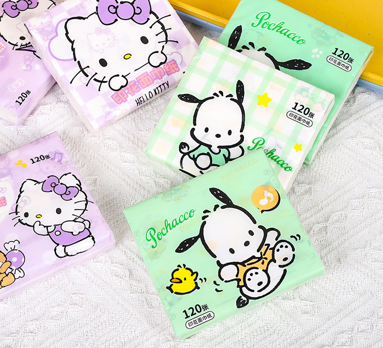 Sanrio printed face towel cute cartoon girl portable toilet paper thick travel unscented tissue paper