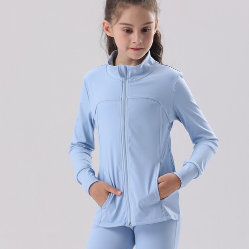 New Autumn/Winter Girls' & Kids' Long-Sleeve Zip-Up Coats – Outdoor Sports, Training, Yoga, and Fitness Tops