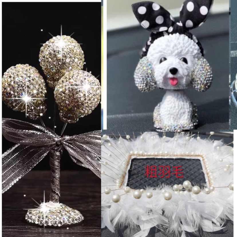 Adornos de automóviles Bola de diamantes de imitación Botella de aromaterapia Adornos de automóviles Consola central Decoración de automóviles Suministros internos de automóviles Net Red de plástico para mujeres