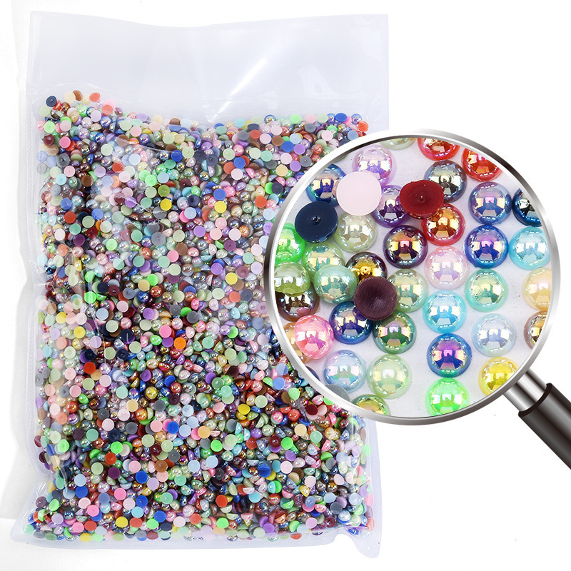 ネット赤真珠2-10mm absカラーネイルパールフラット半面半円真珠diy服飾部品|undefined