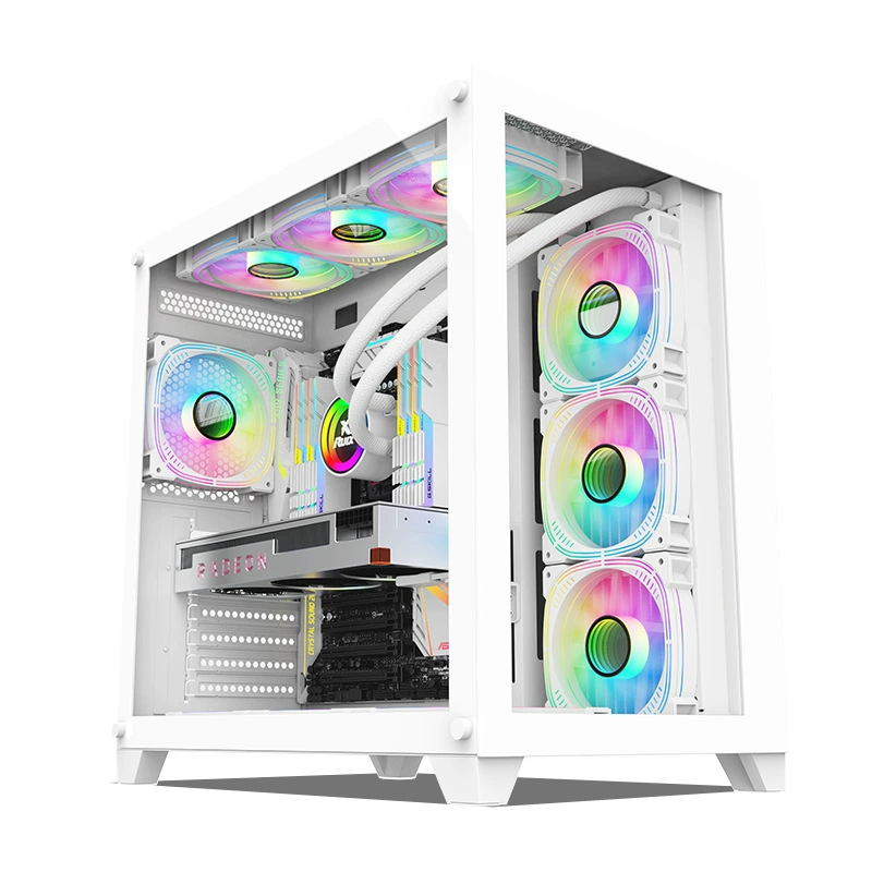 Корпус для ПК EVESKY S920, поддержка M-ATX/ATX, двойное закалённое стекло, 240/360 мм водяное охлаждение