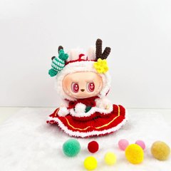 跨境热销一二三代拉布布衣服labubu娃衣配饰圣诞麋鹿手工钩针套装