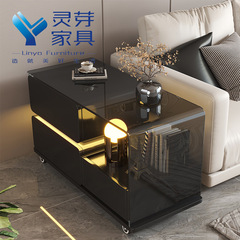 意式极简沙发边柜家用小户型高级感玻璃边几桌2025新款可移动角几