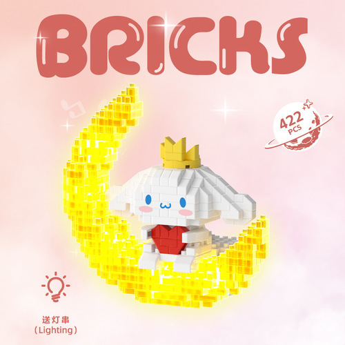 Compatible with LEGO Mekensim Glowing Moon Micro Particles Cartoon Puzzle Assembling Building Blocks Toys Wholesale Dropshipping